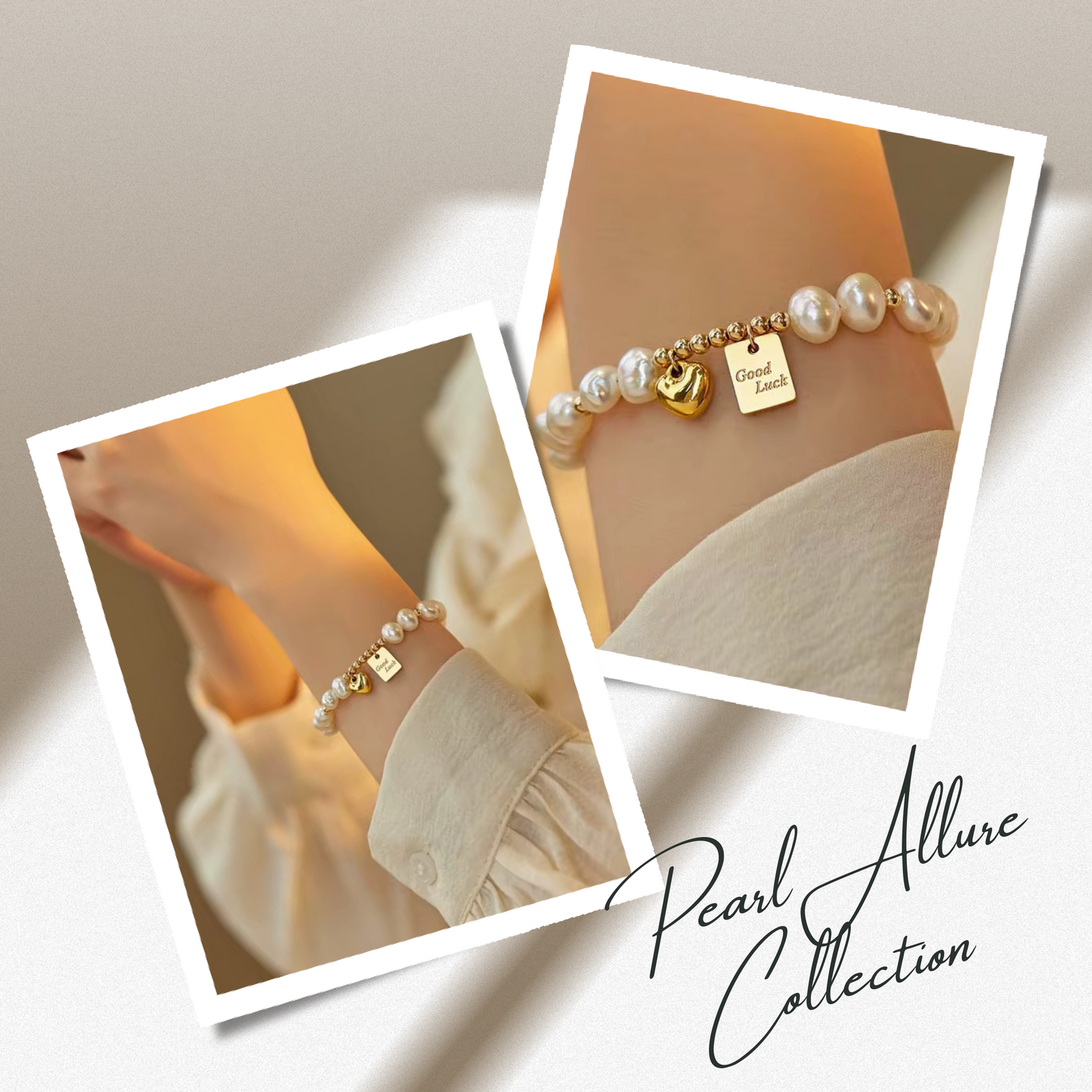 Pearl Bracelet with Heart Charm – 316L Stainless Steel (Nuevos)