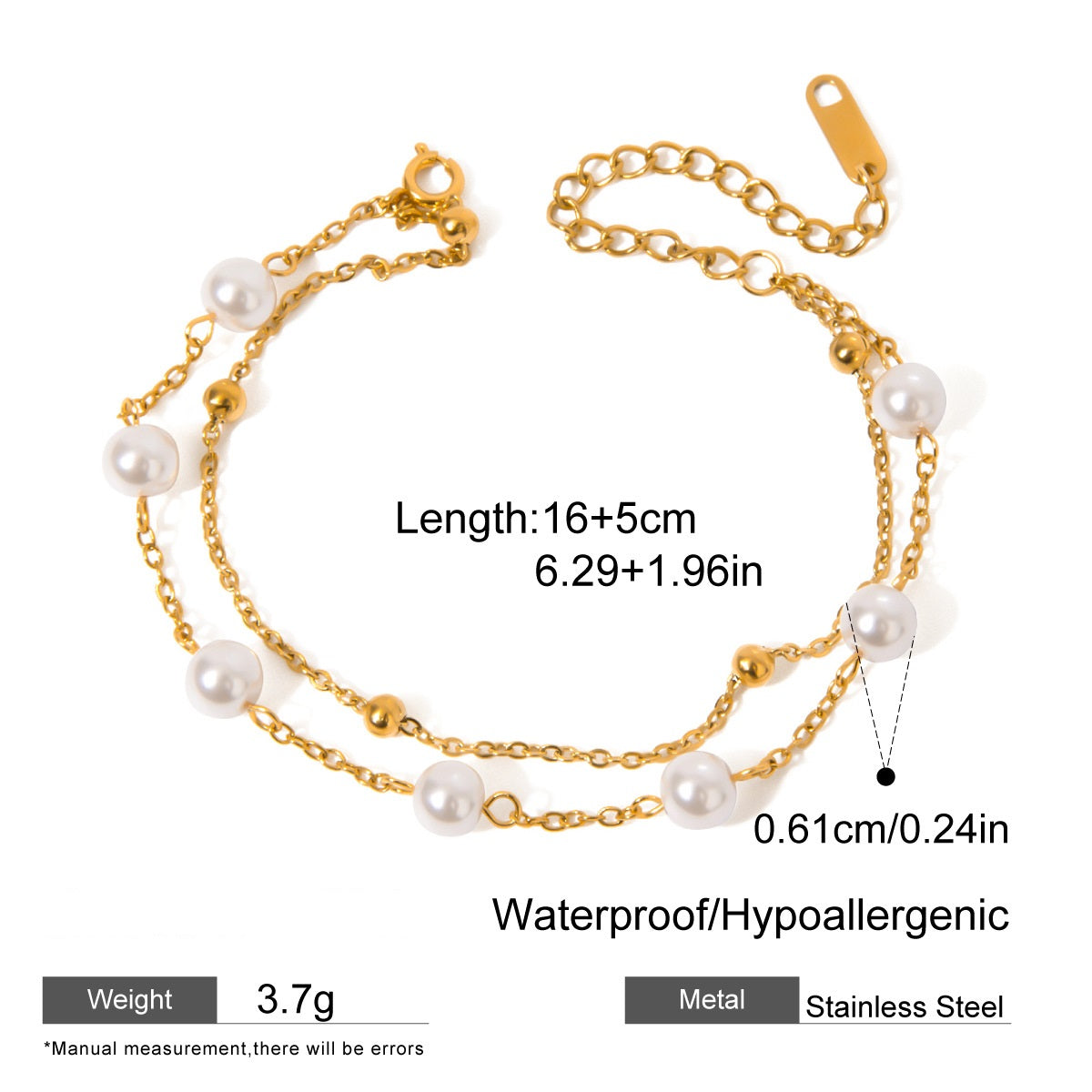 Double Pearl Bracelet – 316L Stainless Steel (Nuevos)