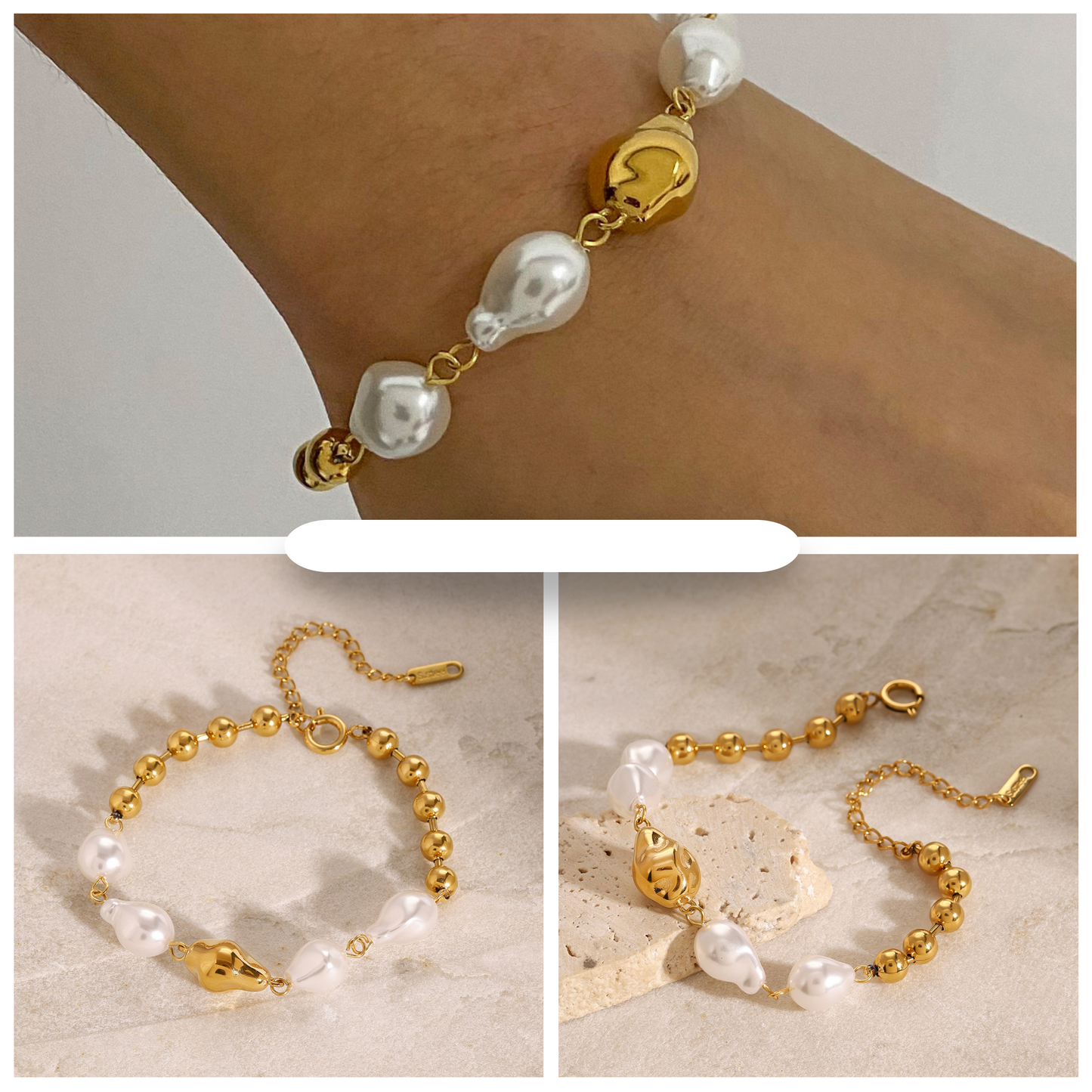 Baroque Pearl Bracelet – 316L Stainless Steel (Nuevos)
