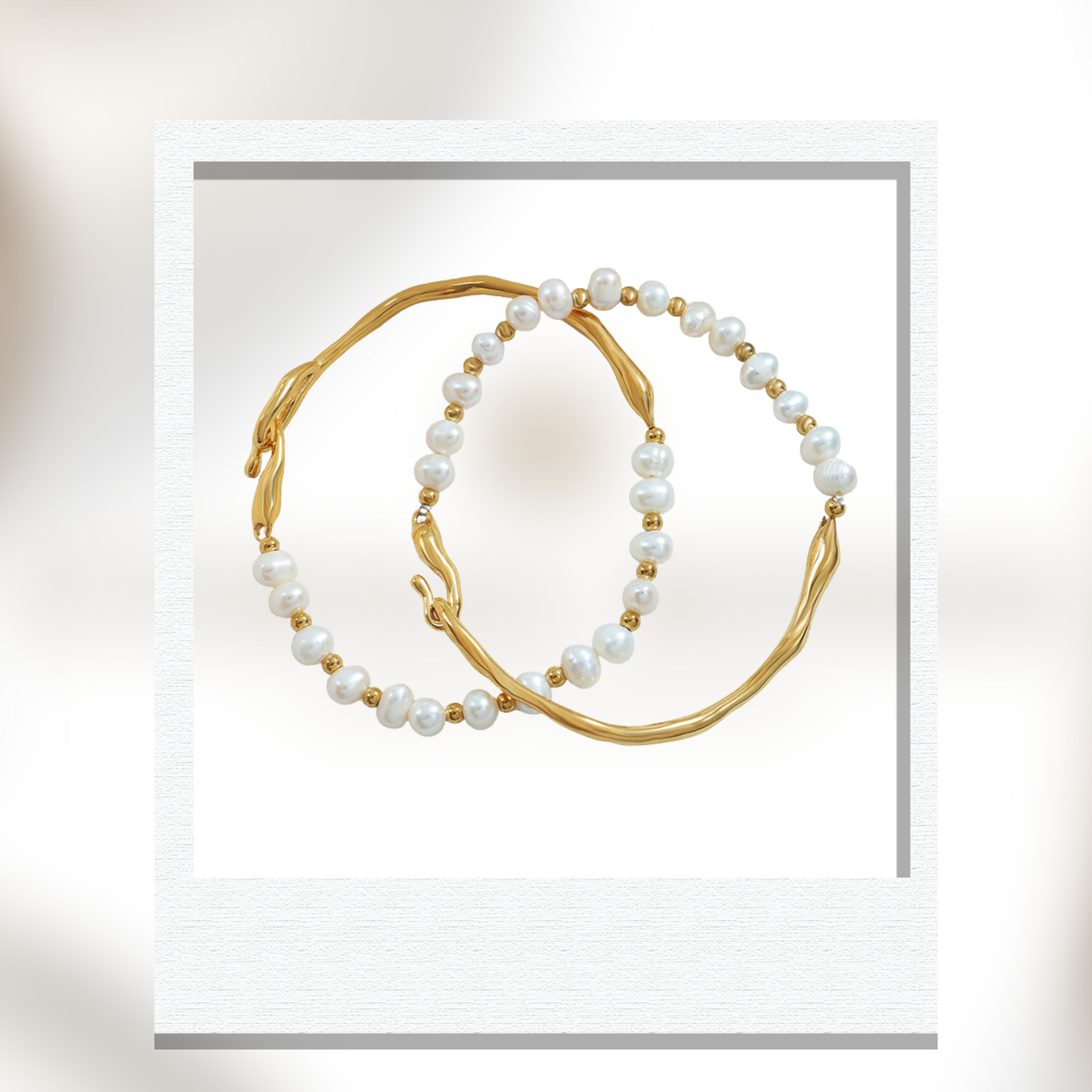 Gold Plated Pearl Beaded Bracelet – 18K Gold Plated 316L Stainless Steel