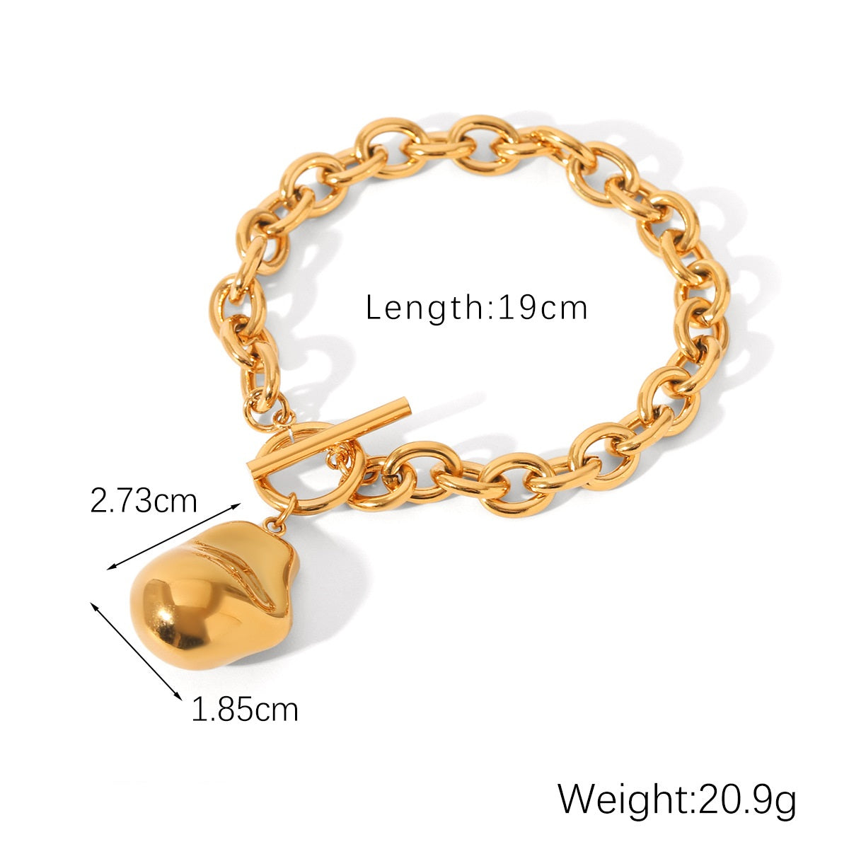 Gold Minimalist Necklace & Bracelet Set – 316L Stainless Steel with Oval Pendant (Nuevos)