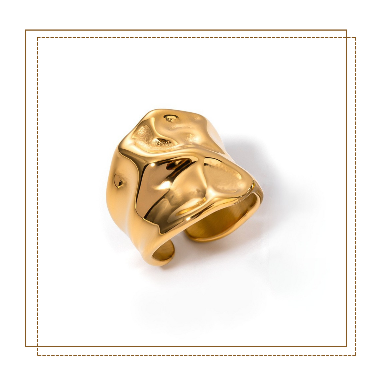 Adjustable Open Ring in 316L Stainless Steel with 18K Gold Plating – One Size (Nuevos)