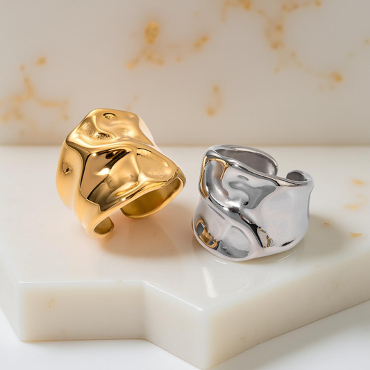 Adjustable Open Ring in 316L Stainless Steel with 18K Gold Plating – One Size (Nuevos)