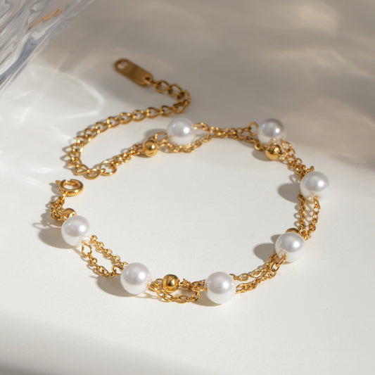 Double Pearl Bracelet – 316L Stainless Steel (Nuevos)