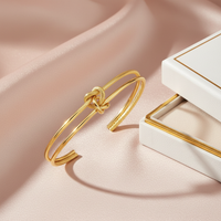 Double Line Knot Open Bangle – 18K Gold Plated 316L Stainless Steel