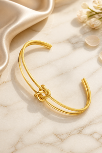 Gold Double Knot Cuff Bracelet- 316L stainless steel