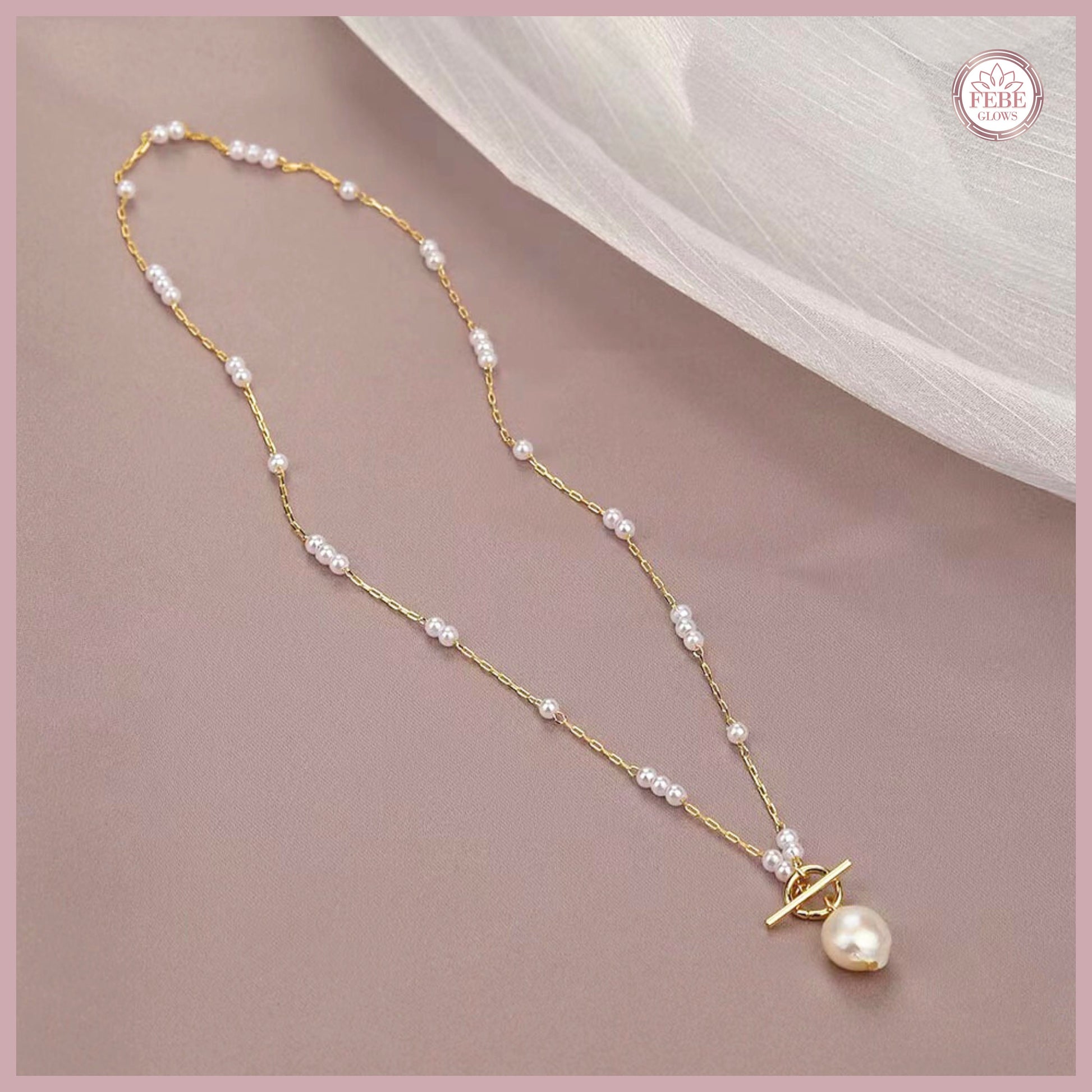 Gold pearl necklace,Pearl vintage necklace,pearl choker necklace, dainty necklace,Pearl chain necklace with mini toggle closure,gift for her