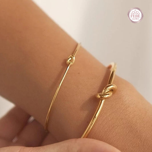 Minimalist bangle, knot bracelet, gold knot bracelet, open cuff bracelet, friendship bracelet, bridesmaid gift, minimalist bracelet