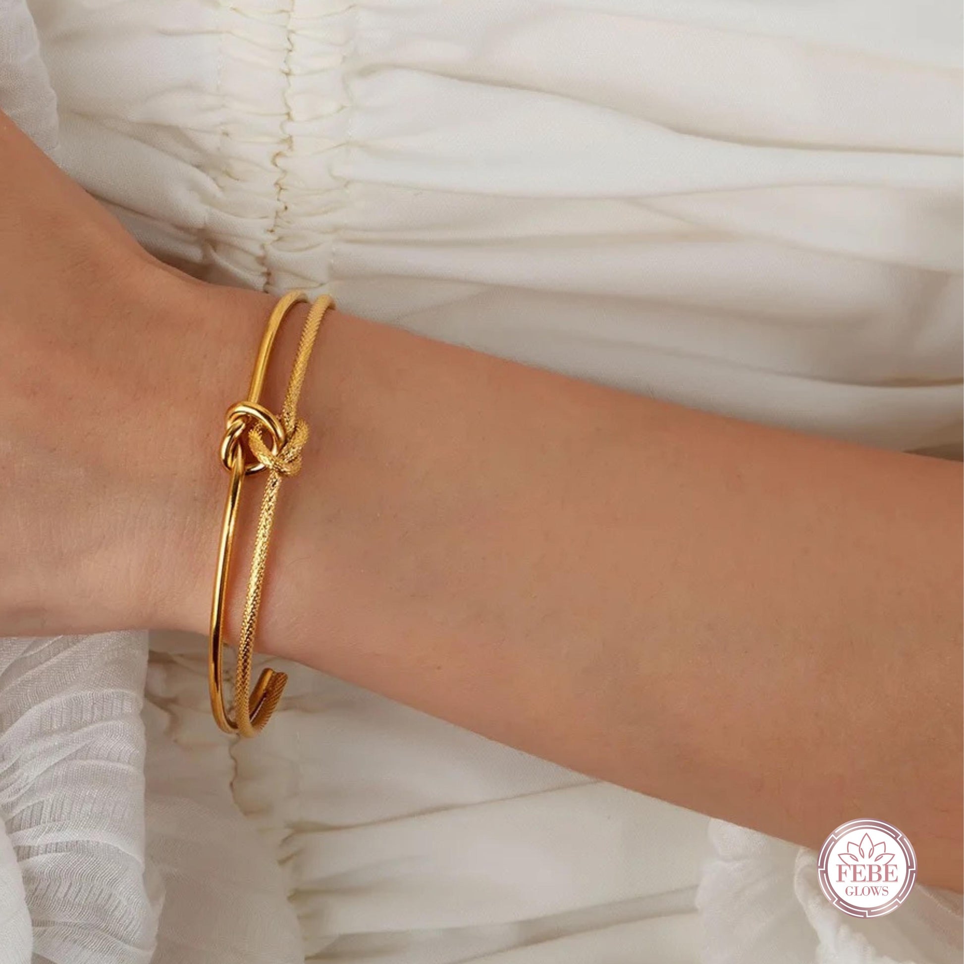 Minimalist bangle, knot bracelet, gold knot bracelet, open cuff bracelet, friendship bracelet, bridesmaid gift, minimalist bracelet