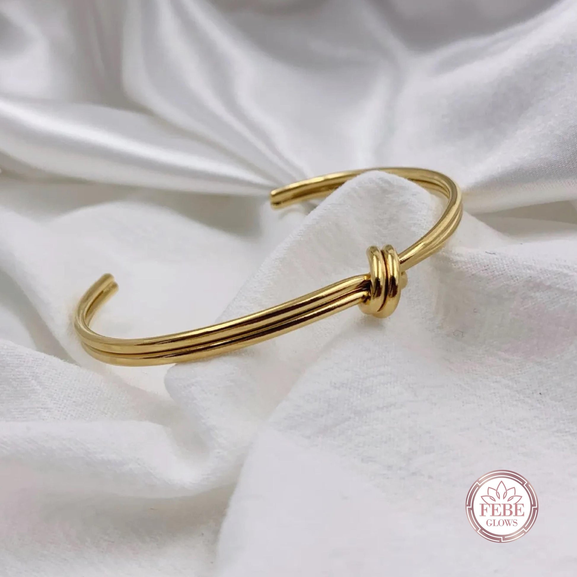 Minimalist bangle, knot bracelet, gold knot bracelet, open cuff bracelet, friendship bracelet, bridesmaid gift, minimalist bracelet