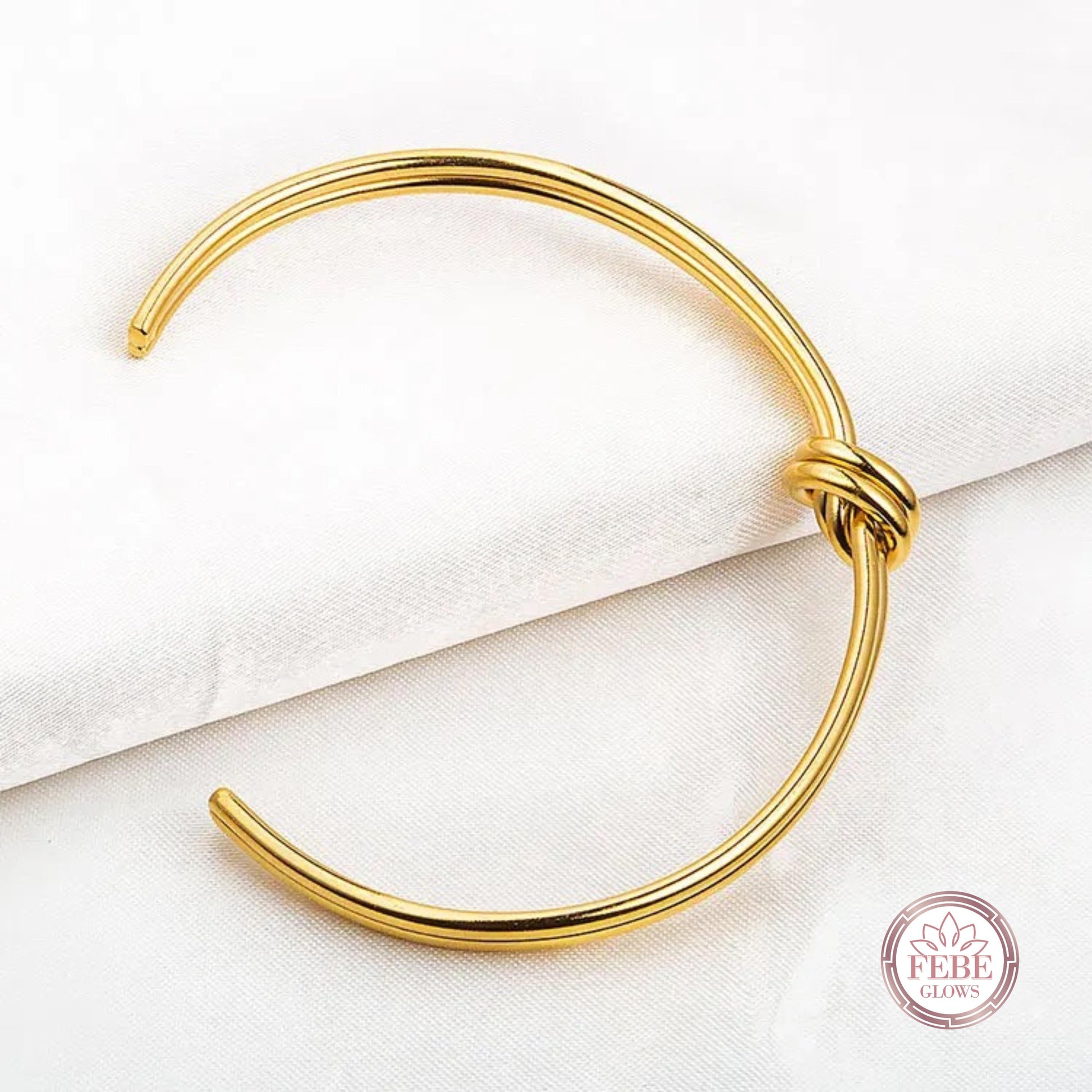 Minimalist bangle, knot bracelet, gold knot bracelet, open cuff bracelet, friendship bracelet, bridesmaid gift, minimalist bracelet