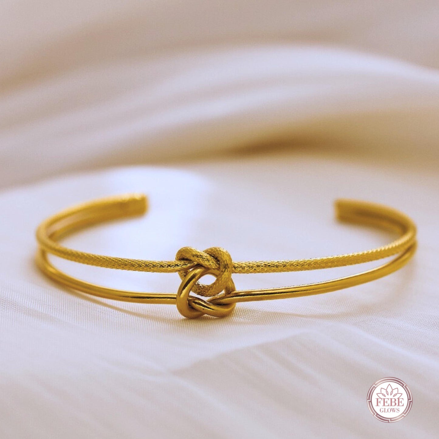 Minimalist bangle, knot bracelet, gold knot bracelet, open cuff bracelet, friendship bracelet, bridesmaid gift, minimalist bracelet