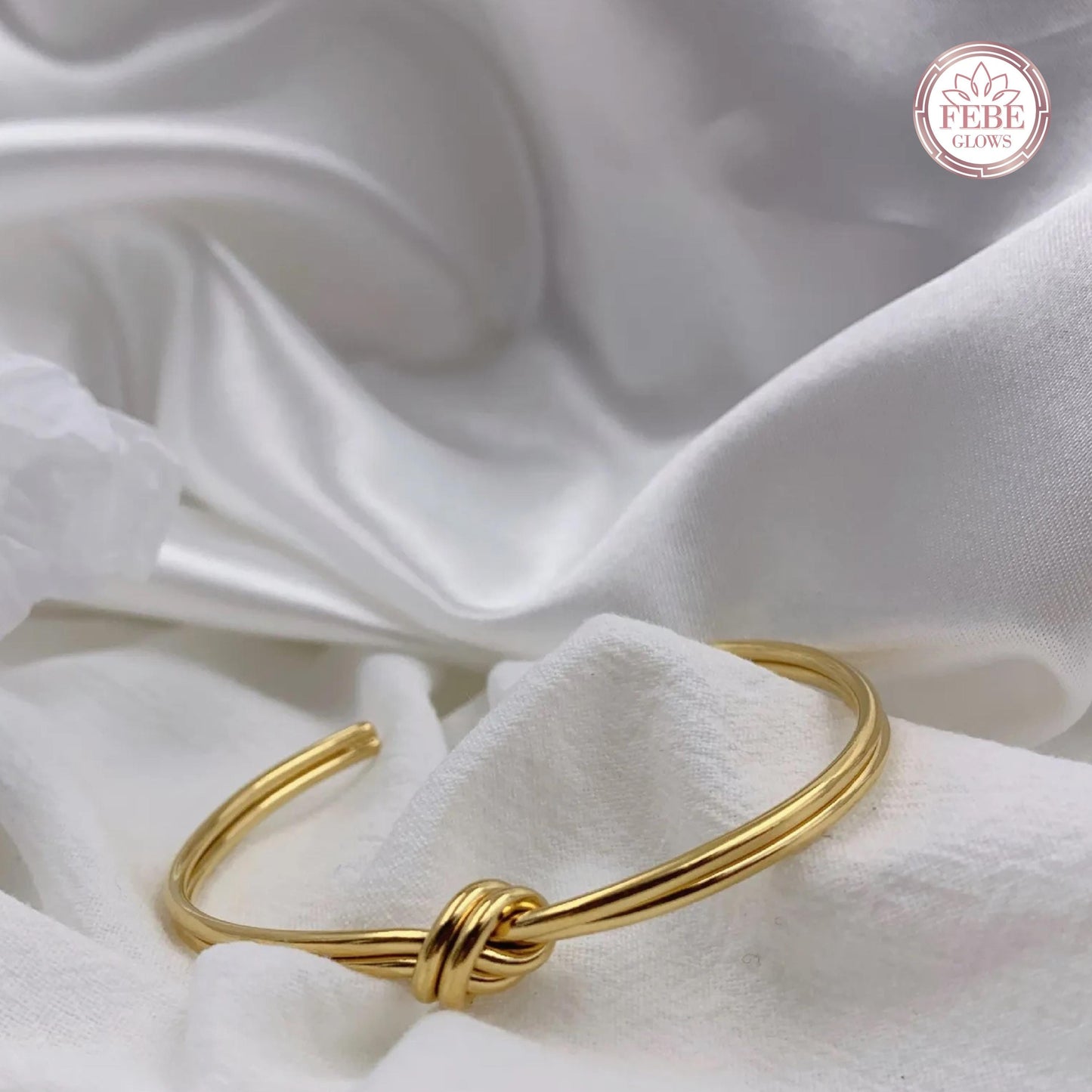 Minimalist bangle, knot bracelet, gold knot bracelet, open cuff bracelet, friendship bracelet, bridesmaid gift, minimalist bracelet